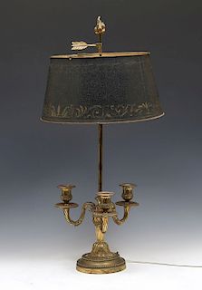 French boulette lamp with tole painted tin shade