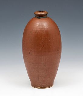 Cizhou Persimmon Glazed Meiping Vase.