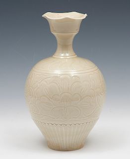 Important Carved Ting Ware 'Peony' Vase.