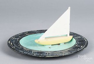 Cast iron The Mariners Sundial with sailboat