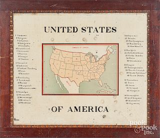 U.S. school map painted on slate
