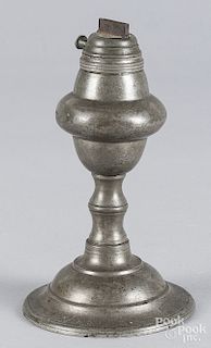 Israel Trask pewter whale oil lamp