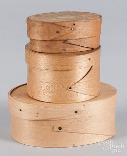 Three bentwood band boxes