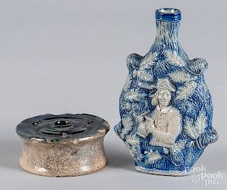 Continental stoneware relief flask