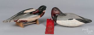 Two Walt Oler carved and painted duck decoys