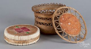 Three Native American woven baskets