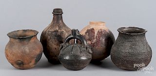 Four Native American pots