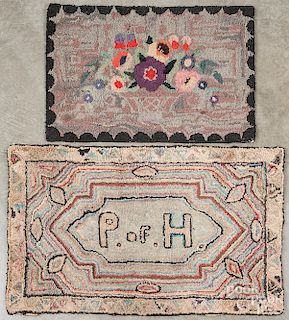 Four hooked rugs