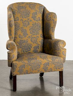 Chippendale style oak wing chair