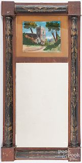 Sheraton mahogany and stencil decorated mirror