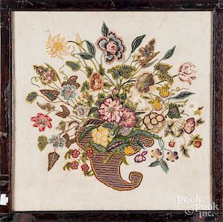 Needlework and appliqué floral panel