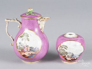 Meissen porcelain teapot and jar