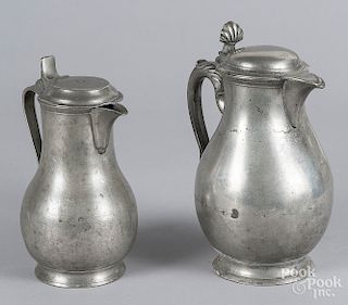 Two Continental pewter tankards