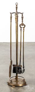 Set of brass fire tools