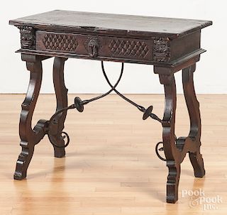 Continental carved walnut work table