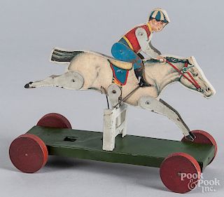 Gibbs paper wood race horse pull toy