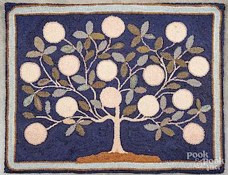 Contemporary tree hooked rug