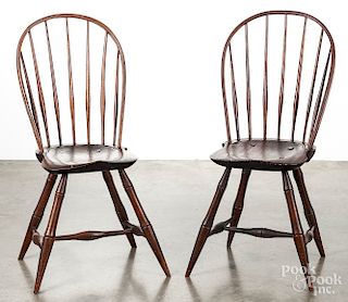 Pair of New England bowback Windsor chairs