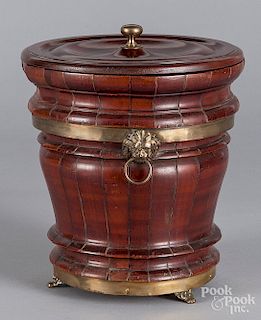 English brass bound mahogany ice bucket