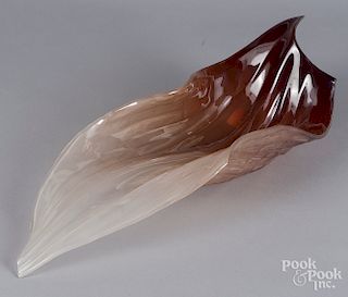 Nikolas Weinstein art glass centerpiece leaf bowl