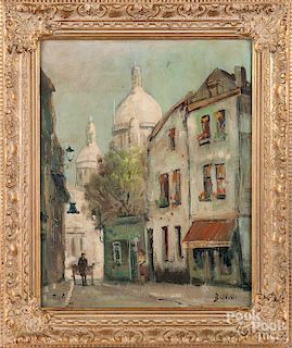 Oil on canvas Parisian street scene