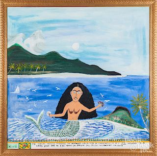 Canute Caliste oil on canvas of a mermaid