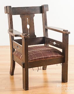 Arts and Crafts oak armchair