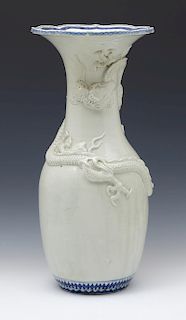 Chinese white porcelain floor vase with dragon
