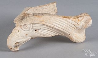 Inuit carved walrus bone eagle cribbage board