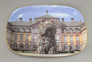 Jeff Koons (b. 1955), enamel on porcelain, 1992, "Puppy Platter", signed and dated on the reverse, numbered XX/XXV (small chip to ri...