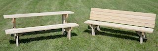 Cedar Amish made bench/half table. ht. 29in., lg. 72in.