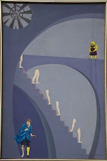 Nathaniel E Reich (20th century), oil on masonite, "Dream II", signed lower right: N.E. Reich, 36" x 24".