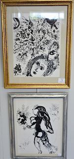 Two Marc Chagall (1887-1985) original lithographs to include Le Couple devant L'Arbre 1960, published by Mourlot Paris Mourlot 292 A...