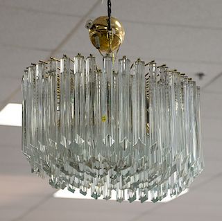 Venini Murano glass hanging chandelier pendant waterfall. Ht. approximately 20in., dia. 22in.