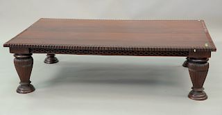Contemporary mahogany extra large coffee table. ht. 21in. top: 50" x 78"