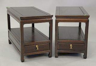 Pair of Chinese style side tables. ht. 22in., top: 16" x 30"