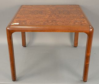 Helikon square burlwood modern side table. ht. 22in., top: 26" x 26"