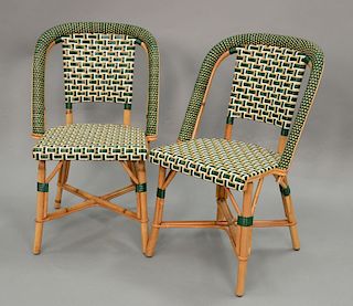 Six "Poitoux" rattan French bistro chairs, handmade in France.