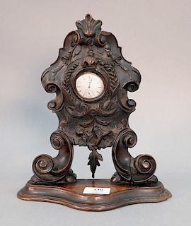 Black forest walnut carved wood pocket watch hutch/holder (as is). ht. 10 3/4in.