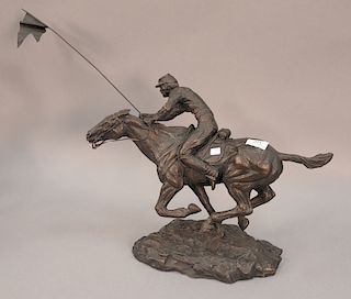 Thomas Holland (1917-2004), polybronze, sculpture of a horse with jockey, "Save the Colors" 1971, signed and numbered on the base: 1...