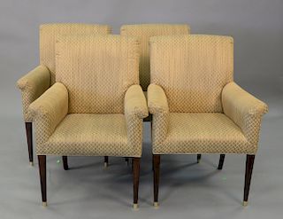 Set of four Milling Road by Baker upholstered armchairs. ht. 39in.