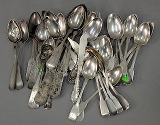 Lot of sterling silver and coin silver spoons. 18.44 total troy ounces.