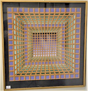 Victor Vasarely, lithograph, Blocks in Color, pencil signed and numbered: XII/CL Vasarely. sight size: 30 1/2" x 29"
