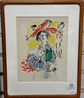 Three piece lotto include Marc Chagall (1887-1985), two lithographs, "Lovers with Red Sun", unsigned, "L'Atelier de Chagall", signed...