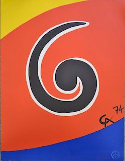 Alexander Calder (1898-1976), lithograph, "Sky Swirl", 1974, commissioned by Braniff Airlines, from the "Flying Colors Collection" s...