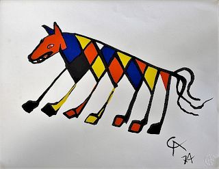 Alexander Calder (1898-1976), lithograph, "Beastie", 1974, commissioned by Braniff Airlines, from the "Flying Colors Collection" sig...