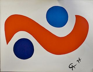 Alexander Calder (1898-1976), lithograph, "The Wave", 1974, commissioned by Braniff Airlines, from the "Flying Colors Collection" si...
