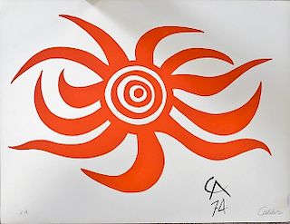 Alexander Calder (1898-1976), lithograph, "Sunburst", 1974, commissioned by Braniff Airlines, from the "Flying Colors Collection" si...