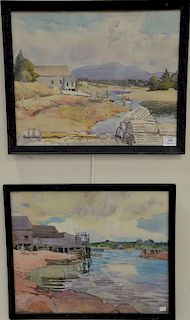 Four Charles Richert (1880-1974) watercolors including landscape, seascape, landscape with marsh, and river's edge. sight size 9" x ...