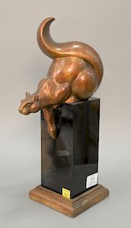 Tim Cherry (b. 165), bronze, Squirrel Ready to Leap on granite base, signed and numbered on verso of squirrel, Tim Cherry 3/10. ht. ...